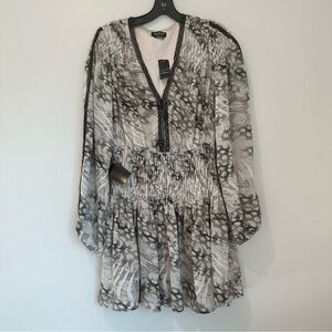 Bebe Women's Green/White Geometric Date Night Size 8 Dress NWT